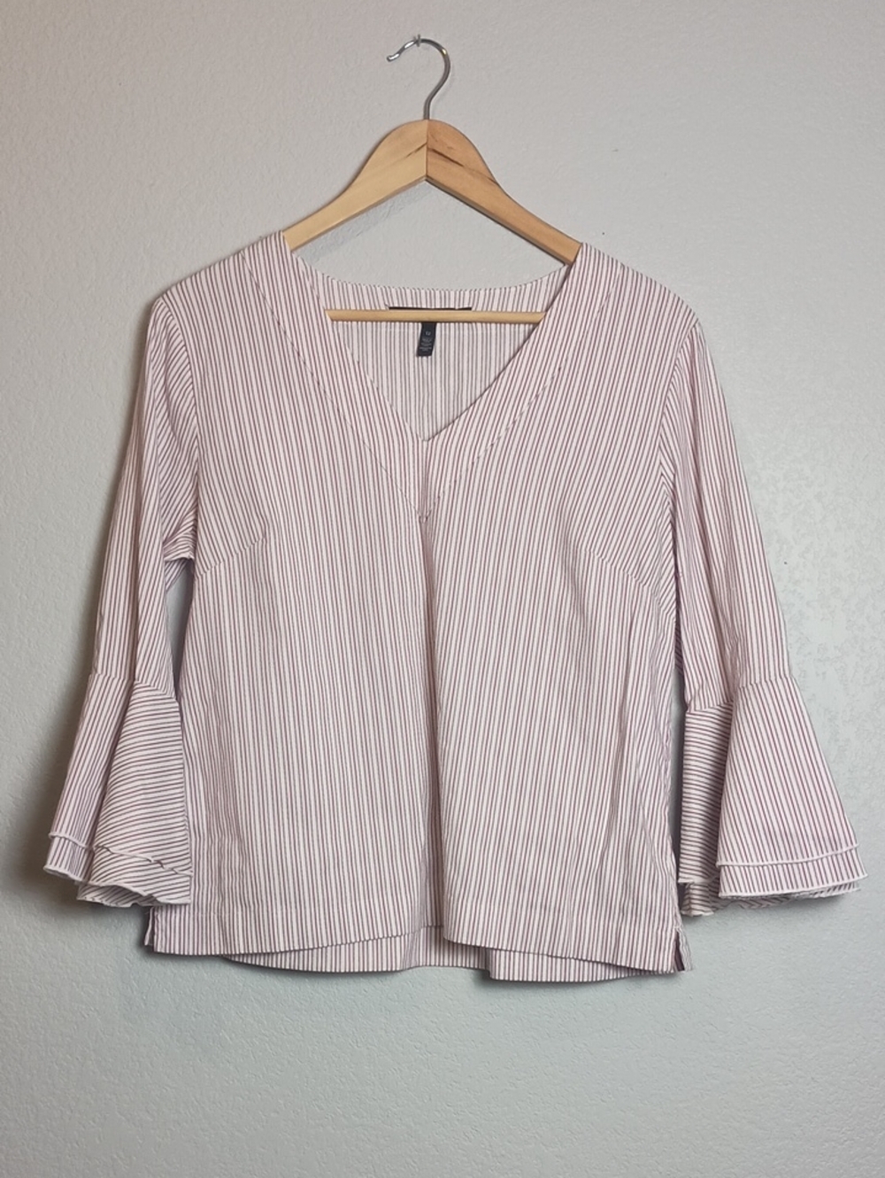 White House Black Market Striped Long Sleeve Bell Sleeve